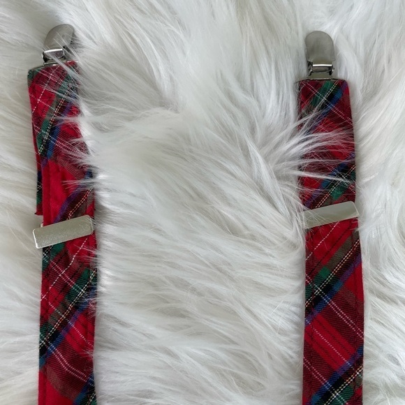 Mudpie Toddler Suspenders & Bow Tie Set Tartan Plaid - Picture 3 of 5